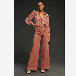 Anthropologie Pilcro size 28 The Gwen Wide Leg Corduroy Pants Jeans Rose Pink